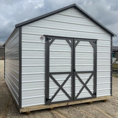 Backyard Storage Shed 12x20 Metal Utility w/ Double Doors on Each End
