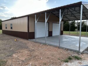 30x60x10 End Combo Metal Garage with Covered Parking