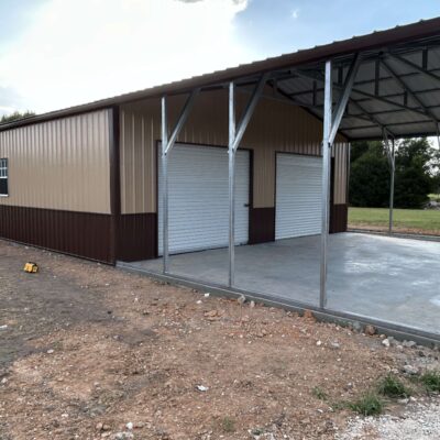 30x60x10 End Combo Metal Garage with Covered Parking