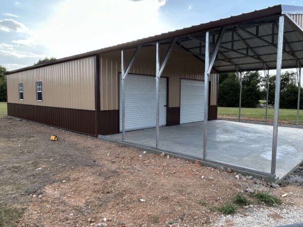 30x60x10 End Combo Metal Garage with Covered Parking