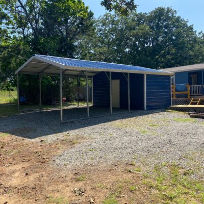 18x30x8 End Combo Metal Building – 18x10 Enclosed Storage with 18x20 Covered Parking