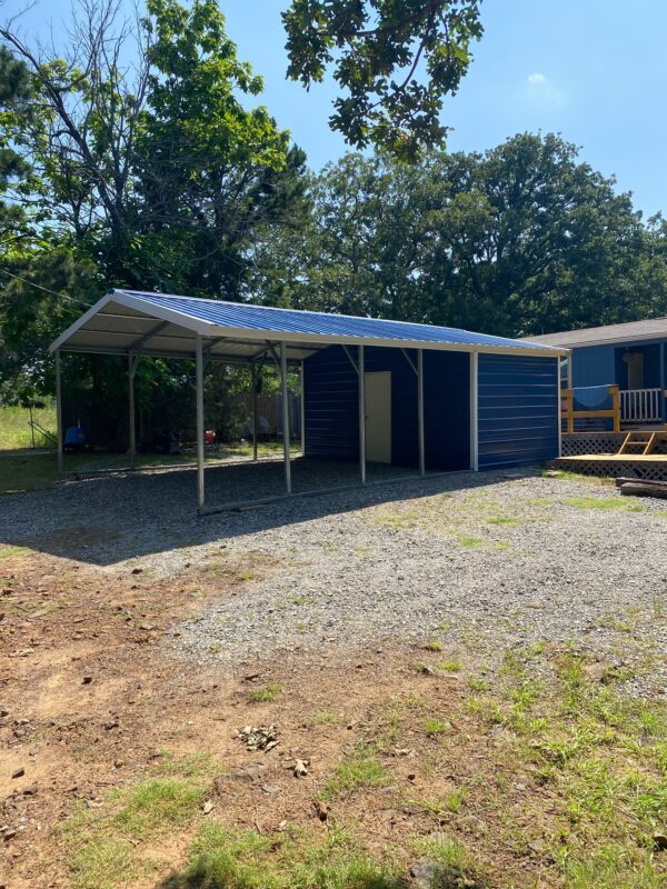 18x30x8 End Combo Metal Building – 18x10 Enclosed Storage with 18x20 Covered Parking
