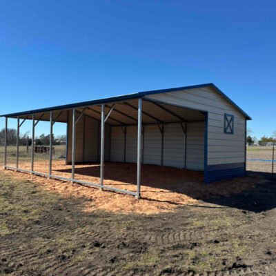 22x30x7 Animal Loafing Shed with Boxed Eave Metal Roof